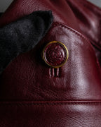 "LOEWE" Burgundy leather front button middle skirt