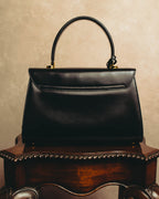 "LORENZO de MEDICI" 80's-00's Structured leather top handle handbag