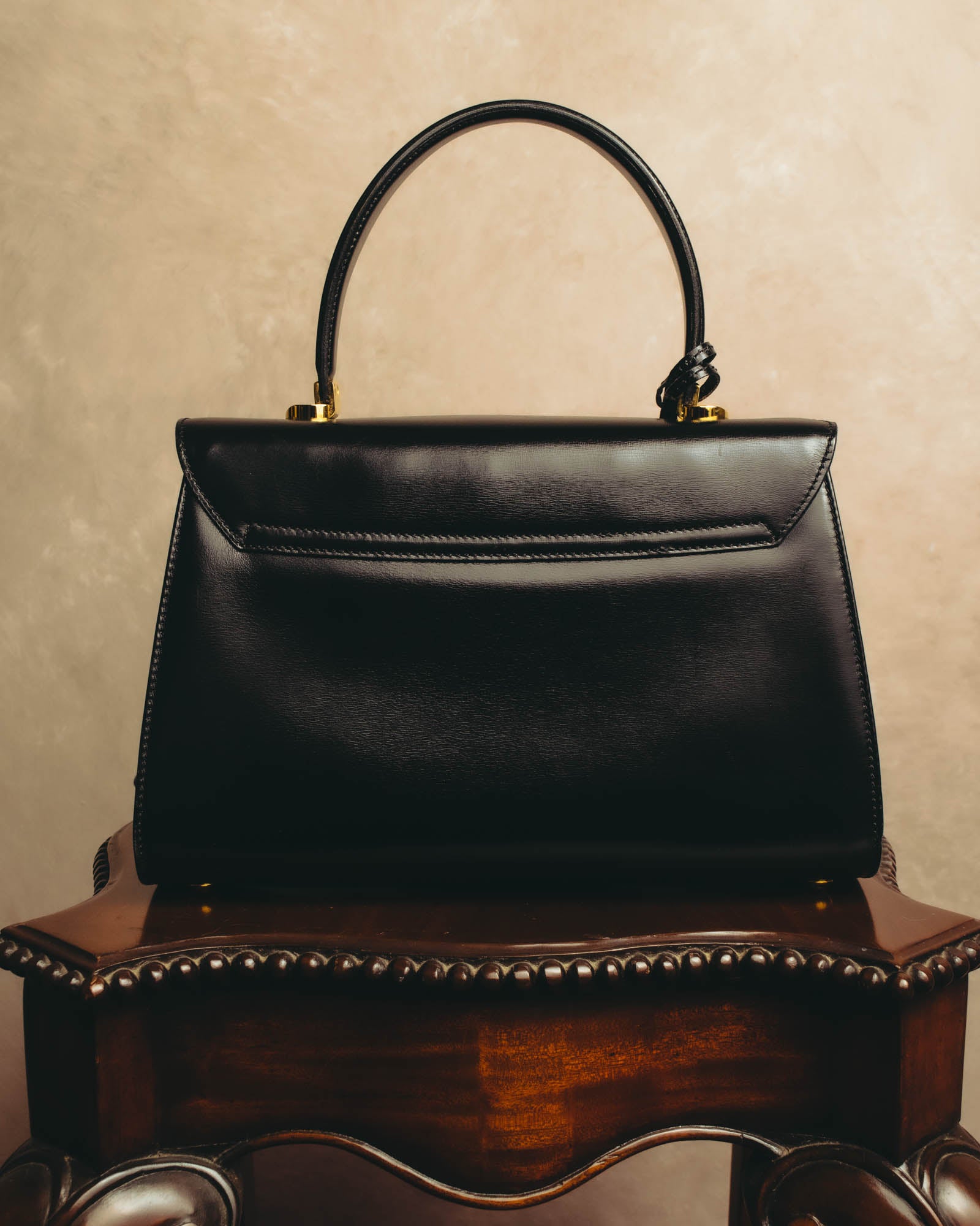 "LORENZO de MEDICI" 80's-00's Structured leather top handle handbag