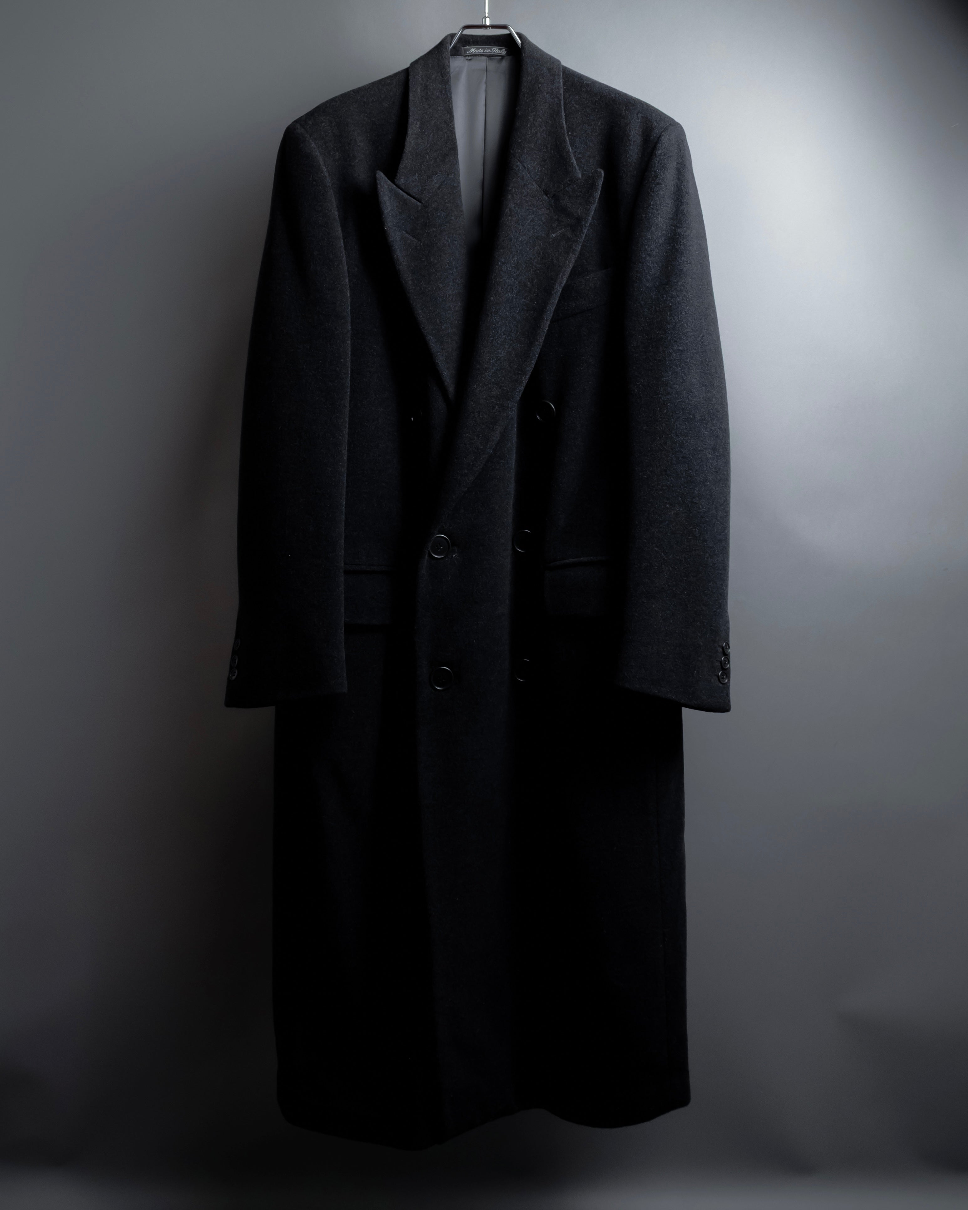 "GIORGIO ARMANI" Double-breasted charcoal gray super maxi chester coat