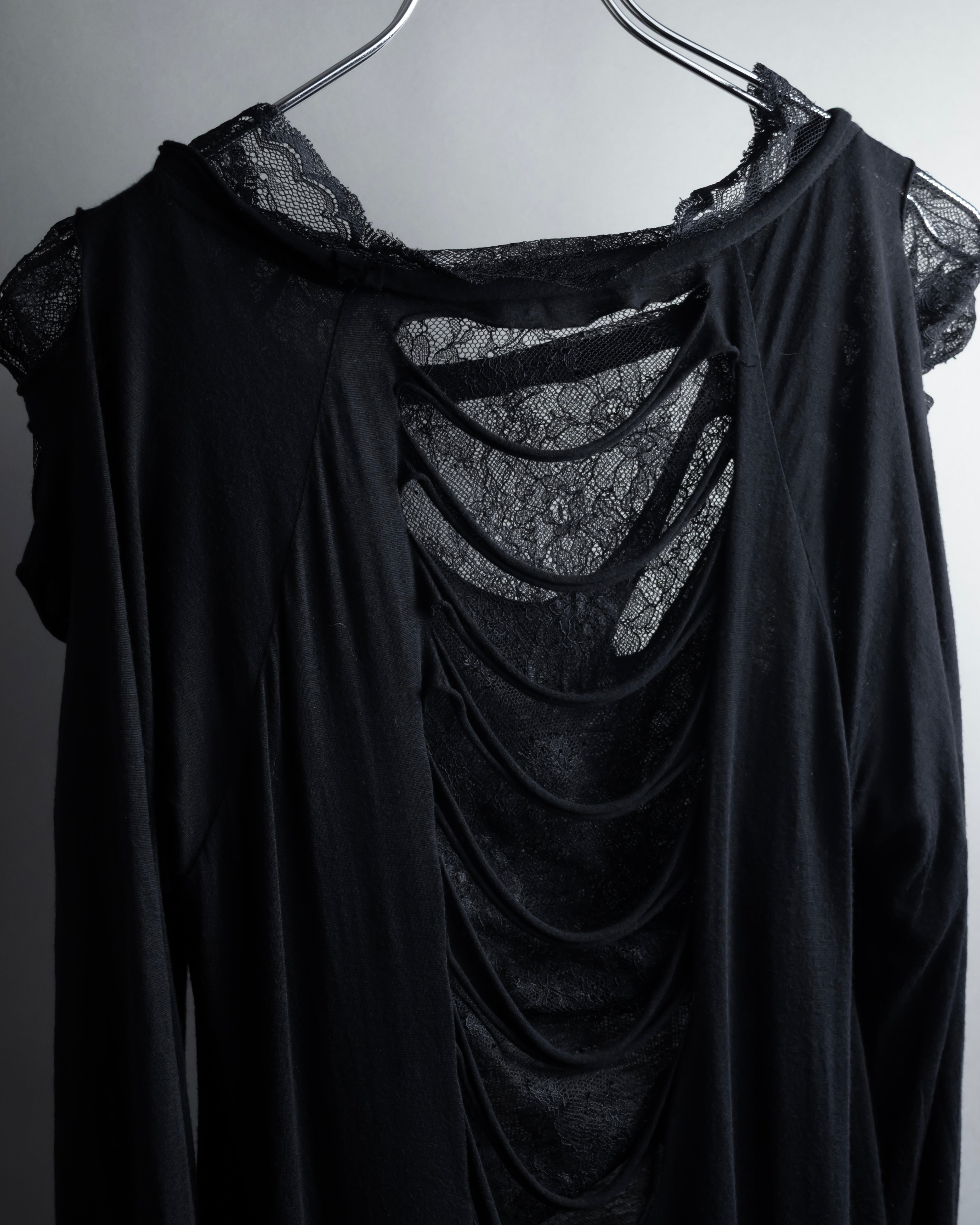 "RED VALENTINO" Distressed tulle skirt docking long pullover