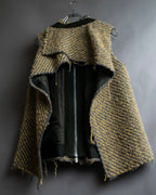 "sacai" Asymmetrical design double zipper tweed vest