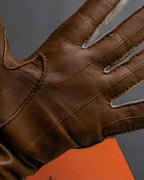 "HERMES" Dot perforation driving leather gloves
