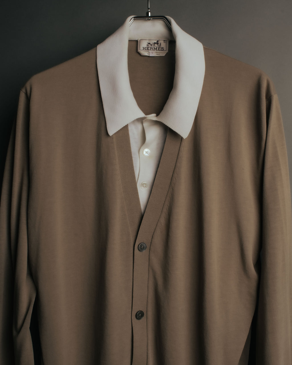 -SPECIAL- “HERMÈS” 90’s-00’s Trompe l’oeil cotton knit cardigan