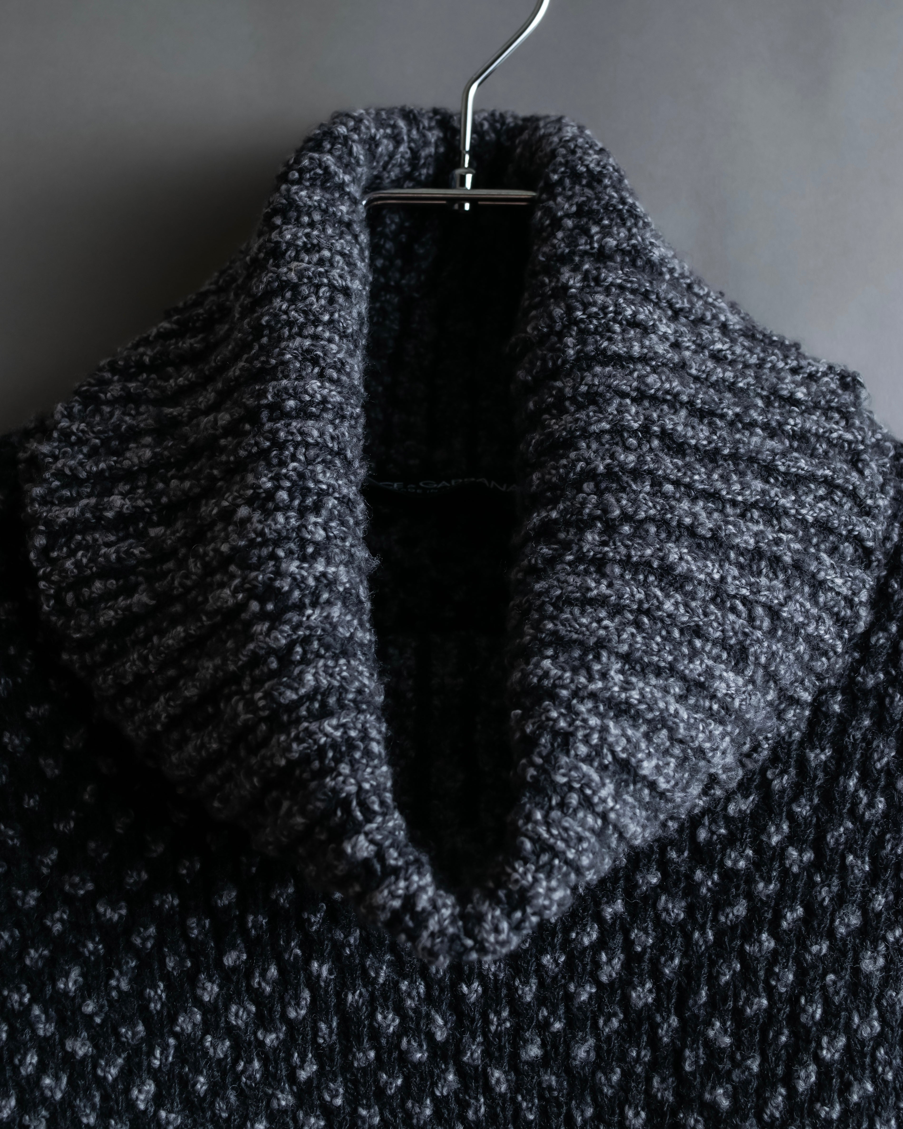 "DOLCE & GABBANA" Poncho silhouette waffle knit pullover