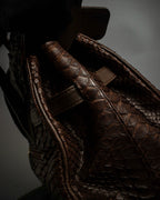 "Vintage turnlock design python leather bag"