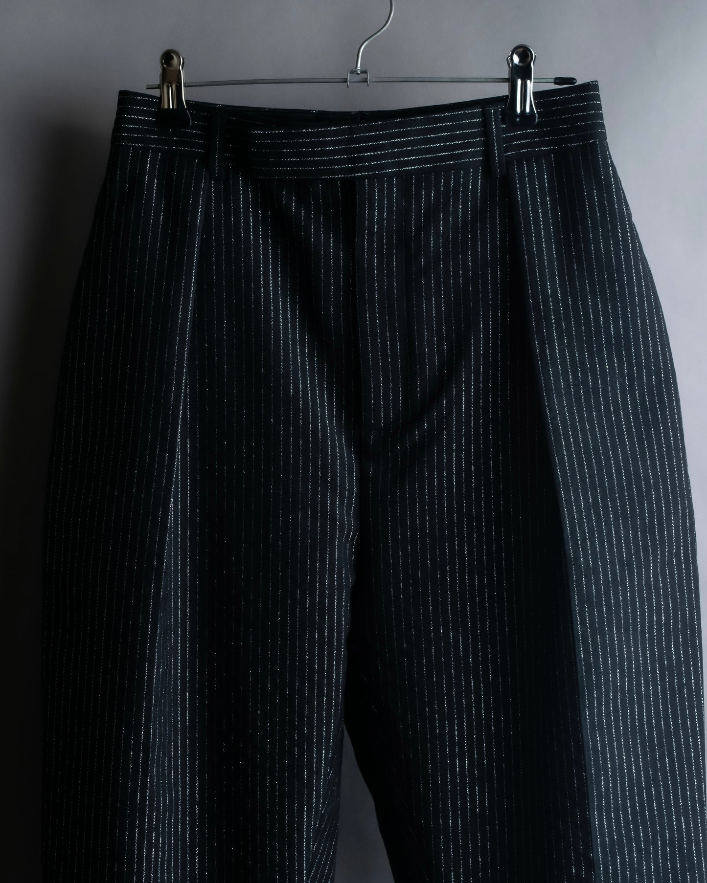 "CELINE" Shiny striped wide tapered slacks