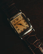 “EMPORIO ARMANI” Late 90’s-early 10’s Art deco rectangular leather strap watch