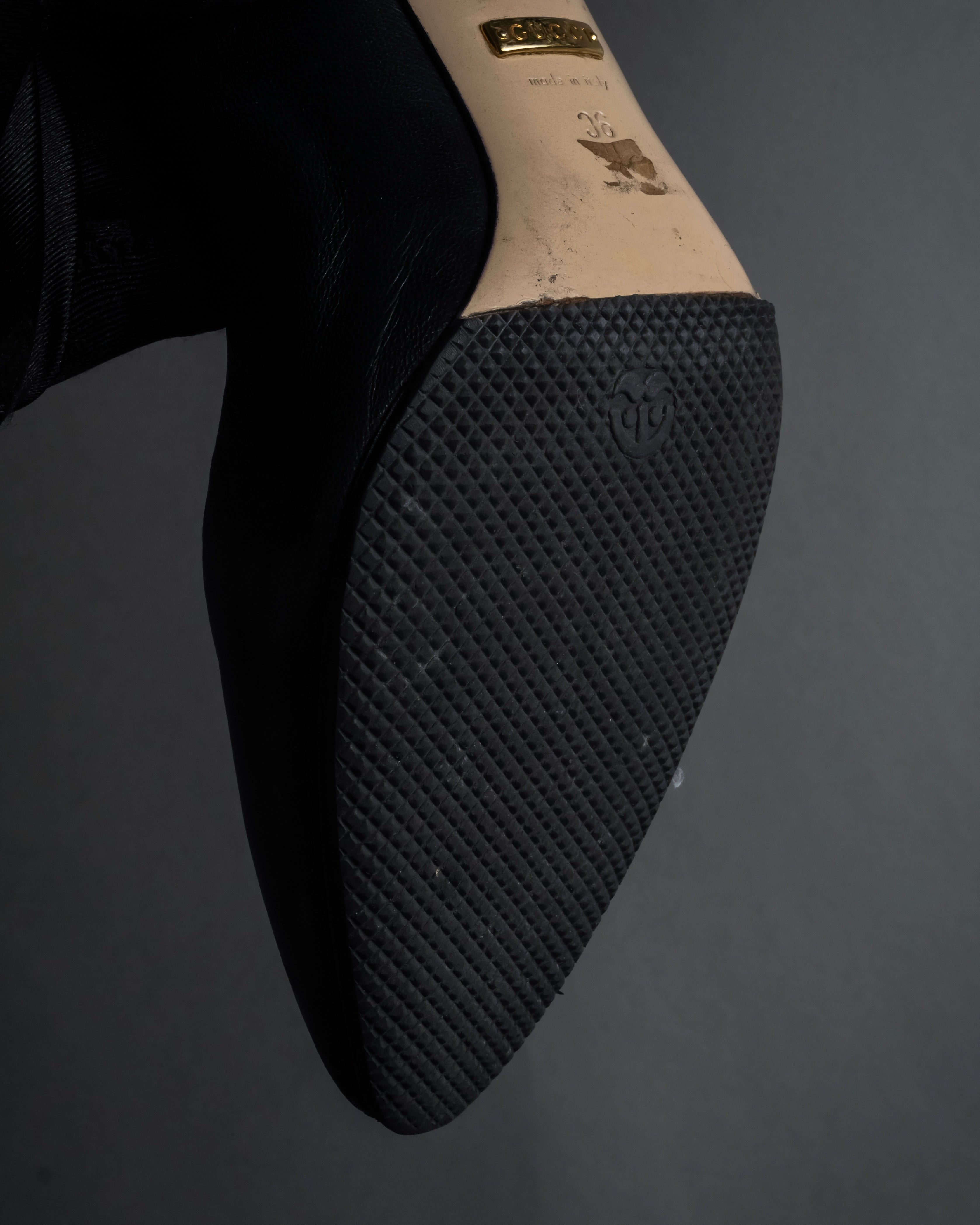 "GUCCI" Michele design ribbon crystal buckle pumps