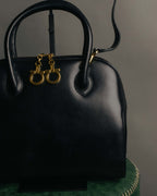 "Salvatore Ferragamo" 90's-00's Vintage iconic gancini pebbled leather dome top handle bag