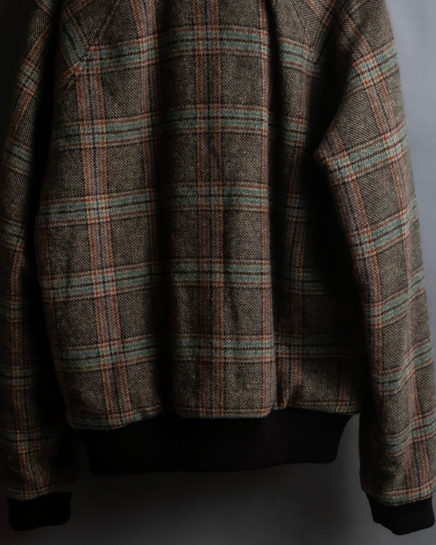 "ETRO" Multi-check pattern high neck ribbed knit blouson