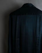 "CHANEL" Coco mark button design black glossy shirt