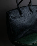"Pierre Cardin" Turnlock design ostrich leather top handle bag
