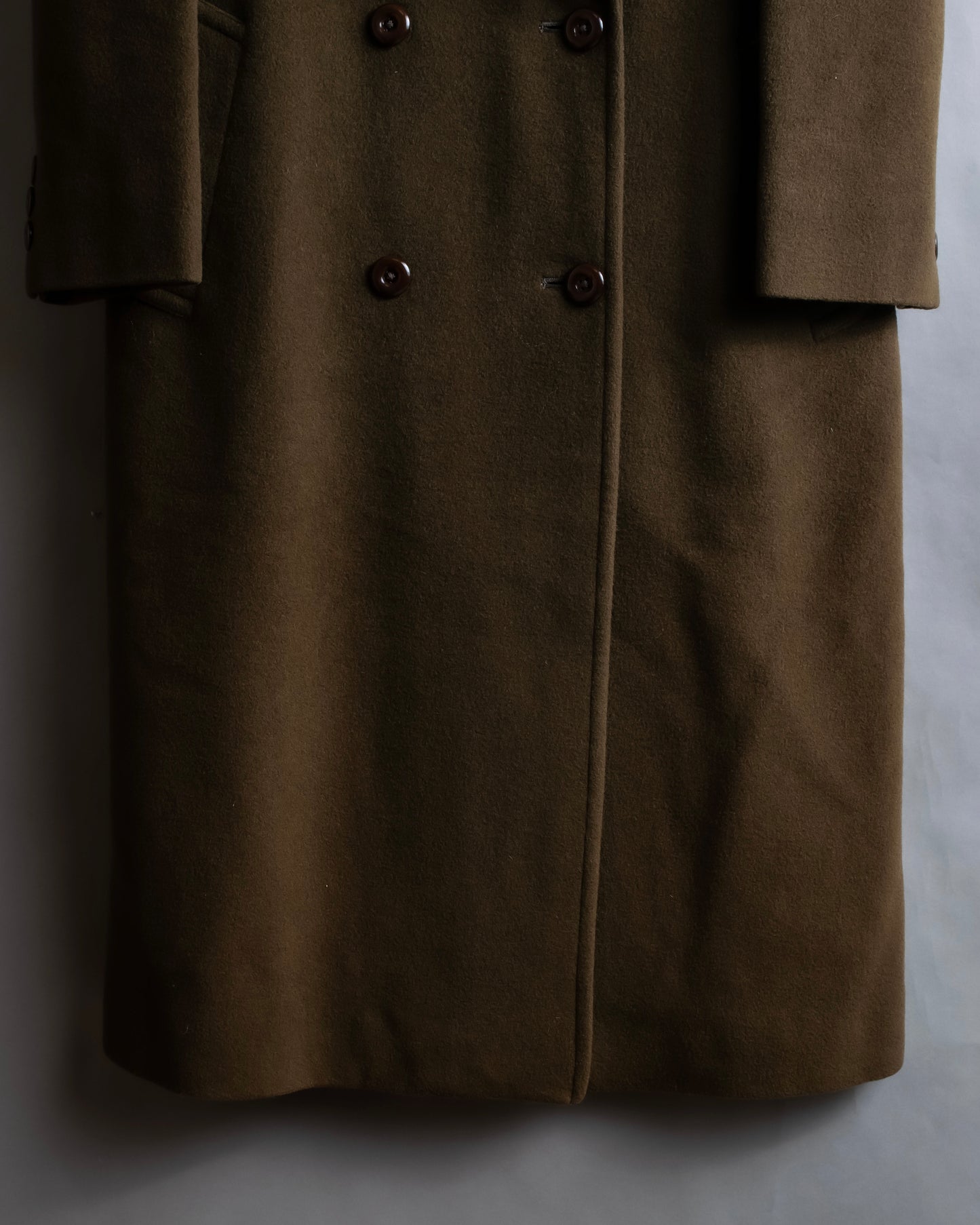 "BURBERRYS" Peaked lapels double breasted olive brown coat