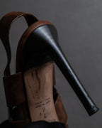 "CELINE" Layered belt detail leather heel sandals