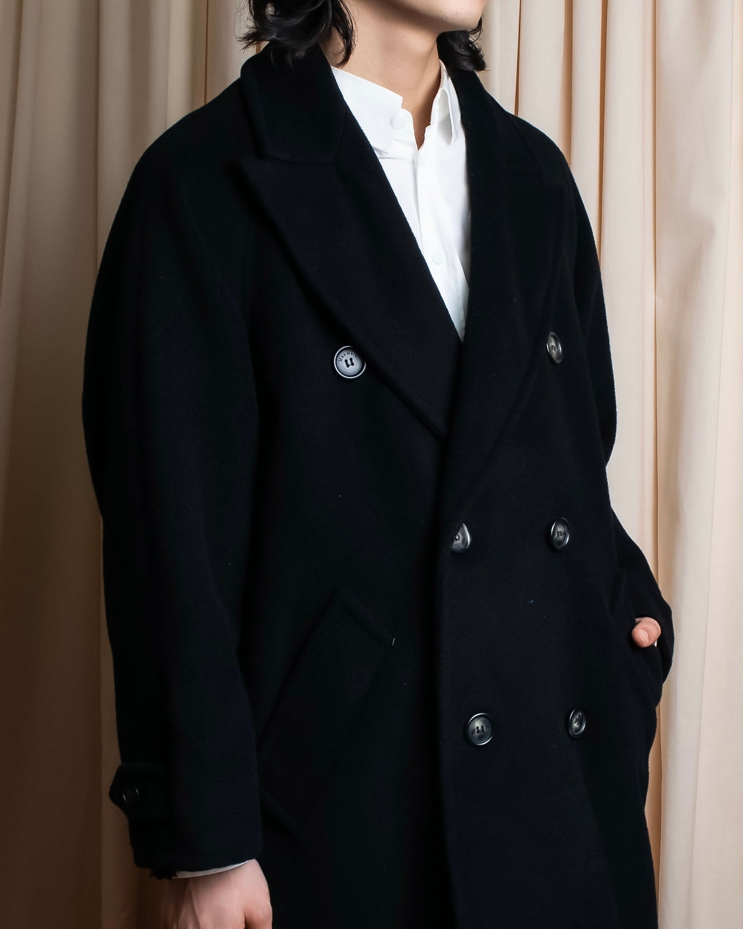 "Max Mara"  Large lapel double breasted melton chester coat