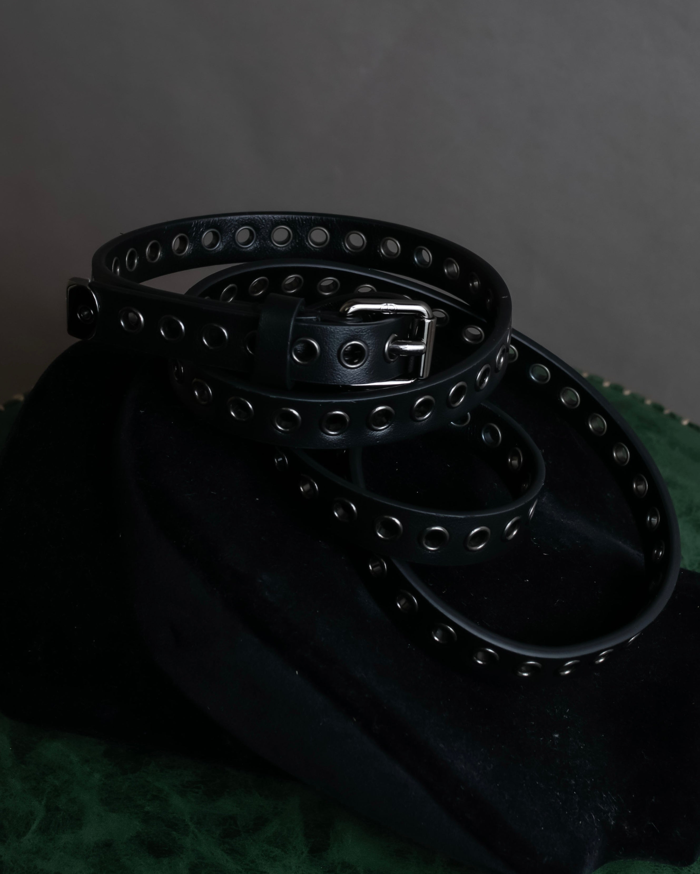 "Christian Dior" Countless eyelet design leather belt