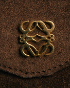 “LOEWE” 80’s-90’s Suede anagram chain shoulder bag
