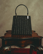 –SPECIAL– "Salvatore Ferragamo" 90's-00's Sculptural basket top-handle handbag