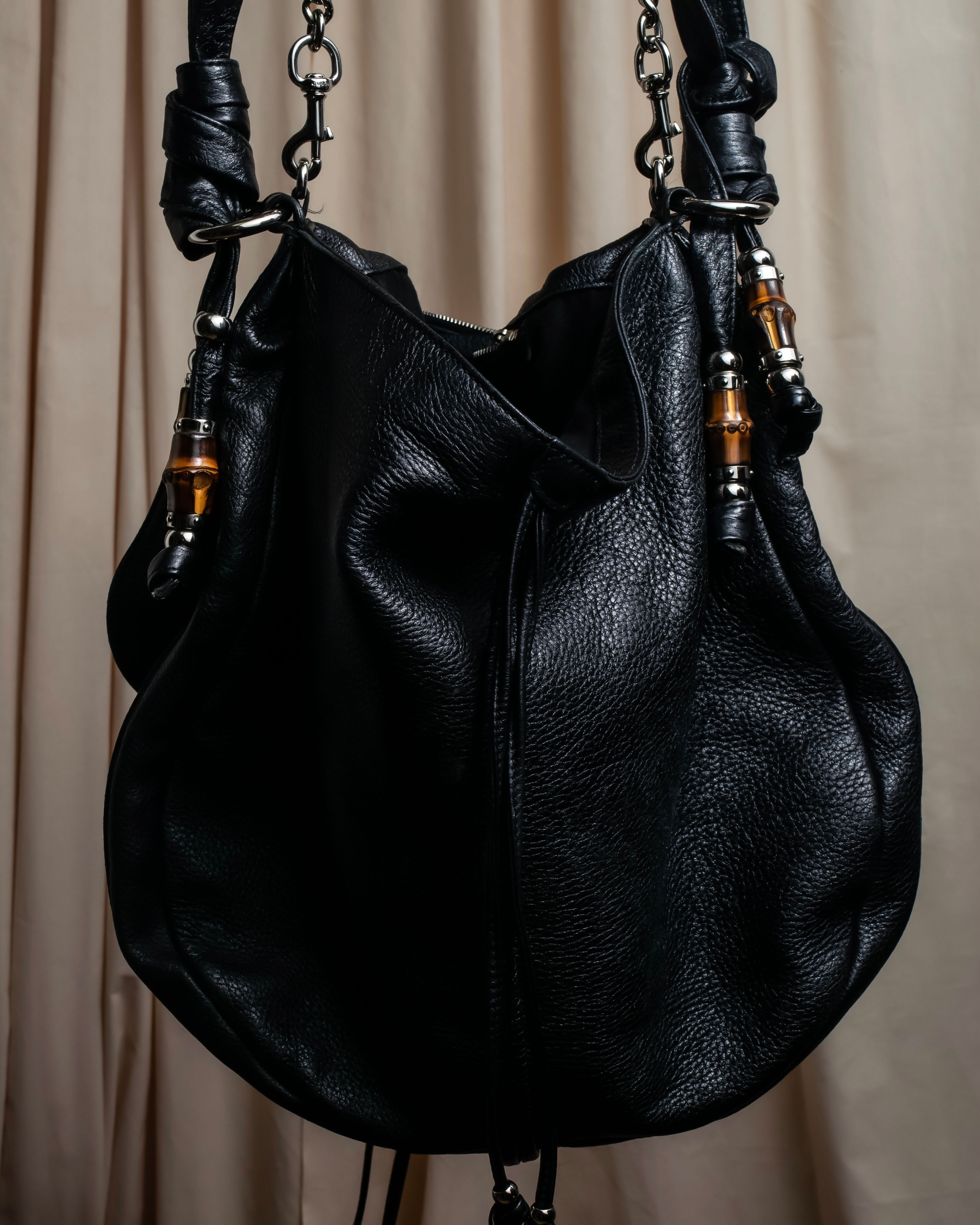 "GUCCI" Bamboo design combination chain shoulder leather bag