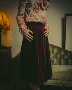-SPECIAL- "Christian Dior" 80's-early 90's Burgundy velvet pleated skirt