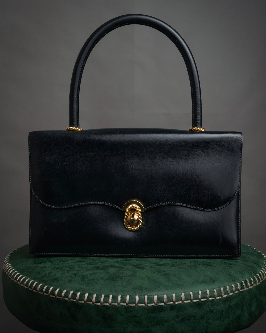 –SPECIAL– “HERMES” 50’s-60’s Escale box calf top handle bag