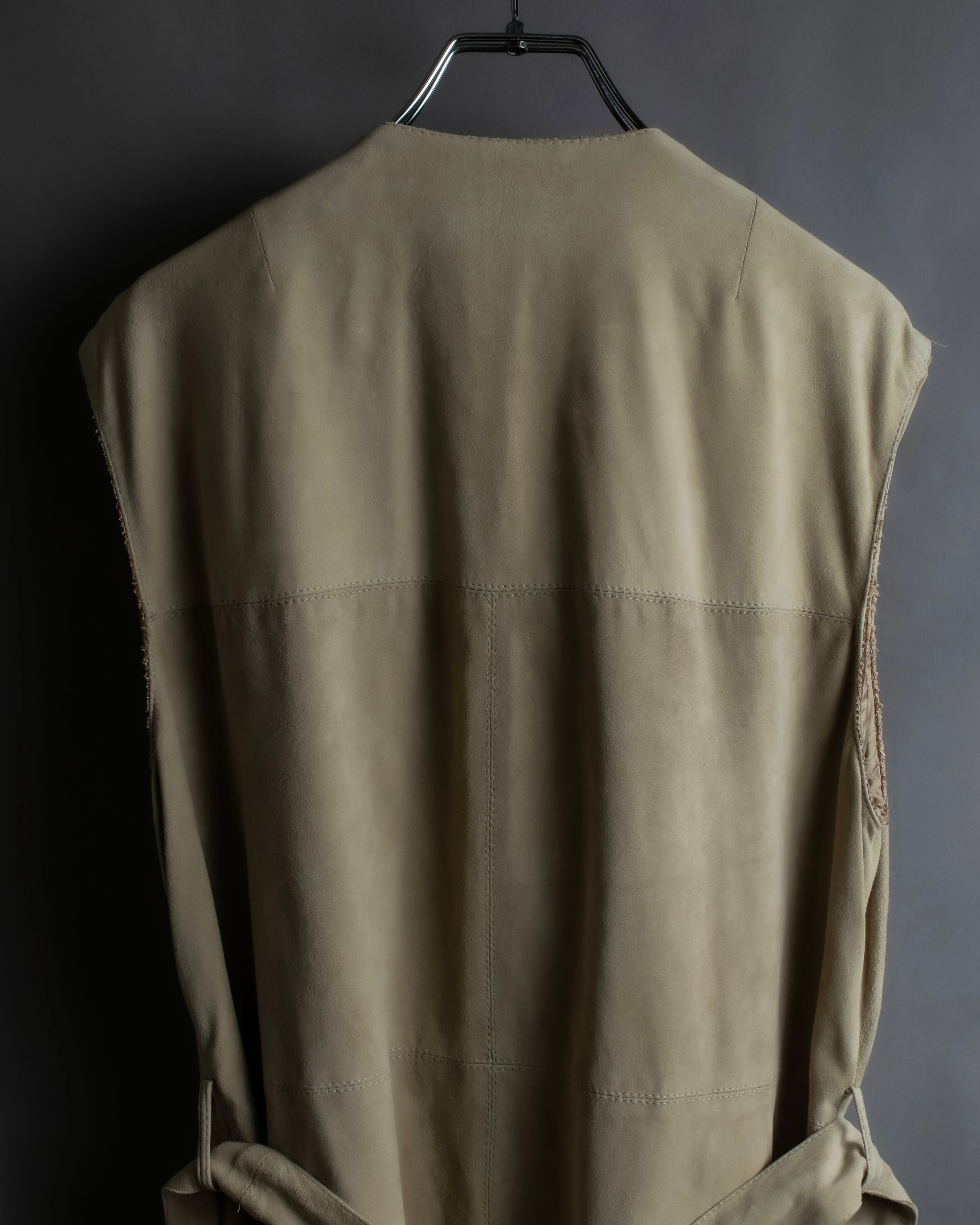 "Salvatore Ferragamo" Belted suede sleeveless dress