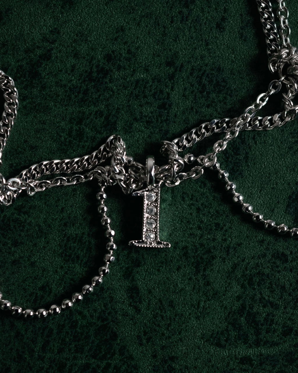 "Christian Dior" 00’s pavé letter charm multi chain bracelet