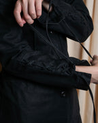 "vanessa bruno" Lace fringe design drawstring cotton linen shirt dress