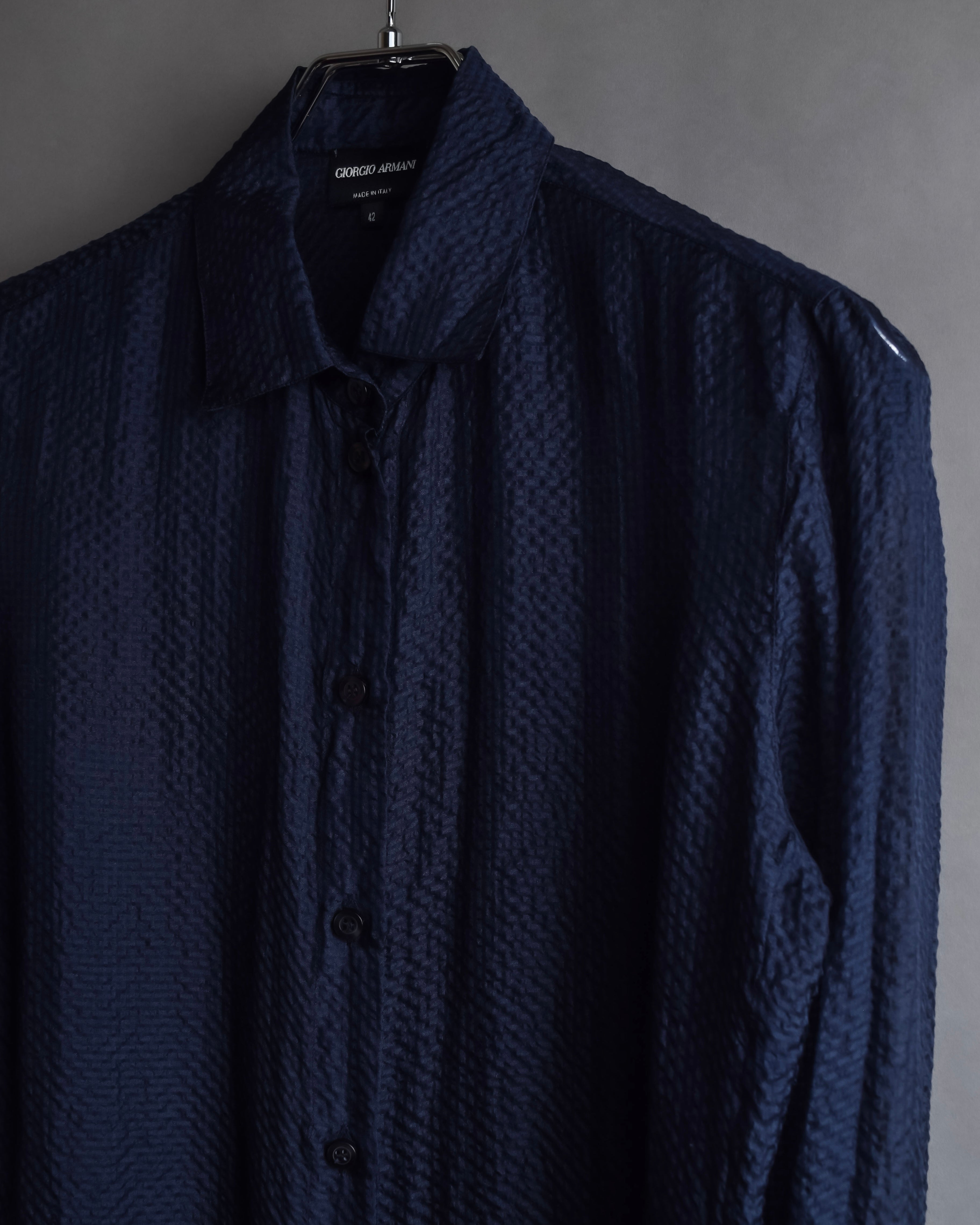 "GIORGIO ARMANI" Jacquard navy color shirt