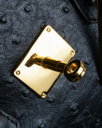 "Pierre Cardin" Turnlock design ostrich leather top handle bag