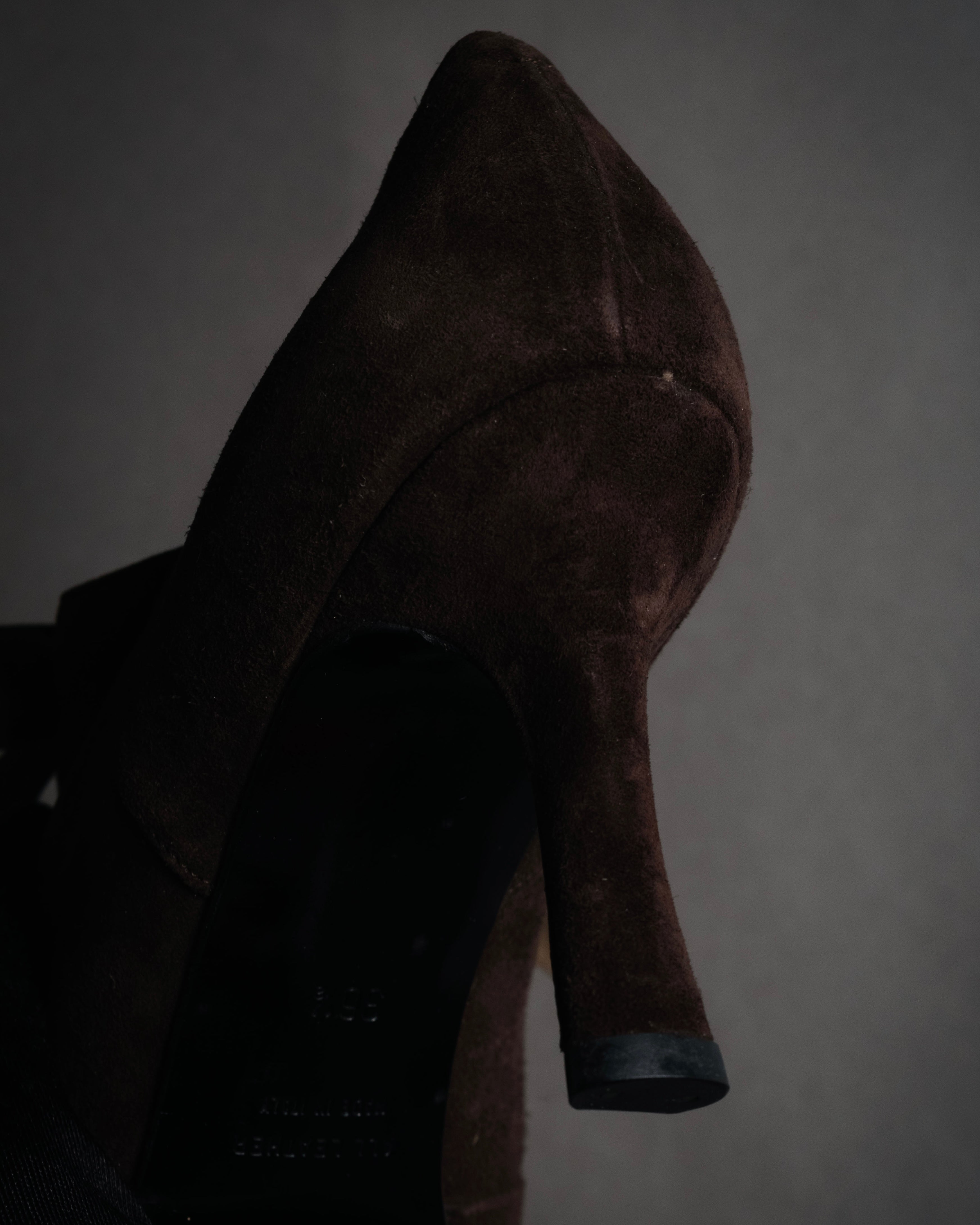 “Yves Saint Laurent” 90’s-00’s Suede ribbon lace-up pumps