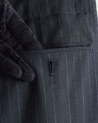 "YOHJI YAMAMOTO FEMME" 10AW Pinstripe pattern tuck wide slacks