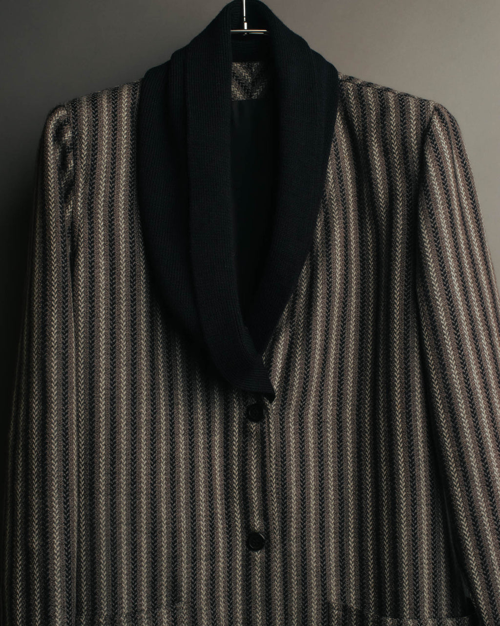 -SPECIAL- “GUCCI” 80’s-90’s Textured striped shawl collar long coat
