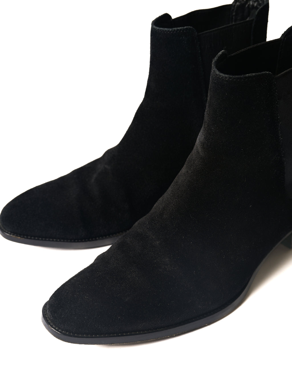 SAINT LAURENT PARIS/ “WYATT 30” Black Suede  Chelsea Heel Boots