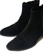 SAINT LAURENT PARIS/ “WYATT 30” Black Suede  Chelsea Heel Boots