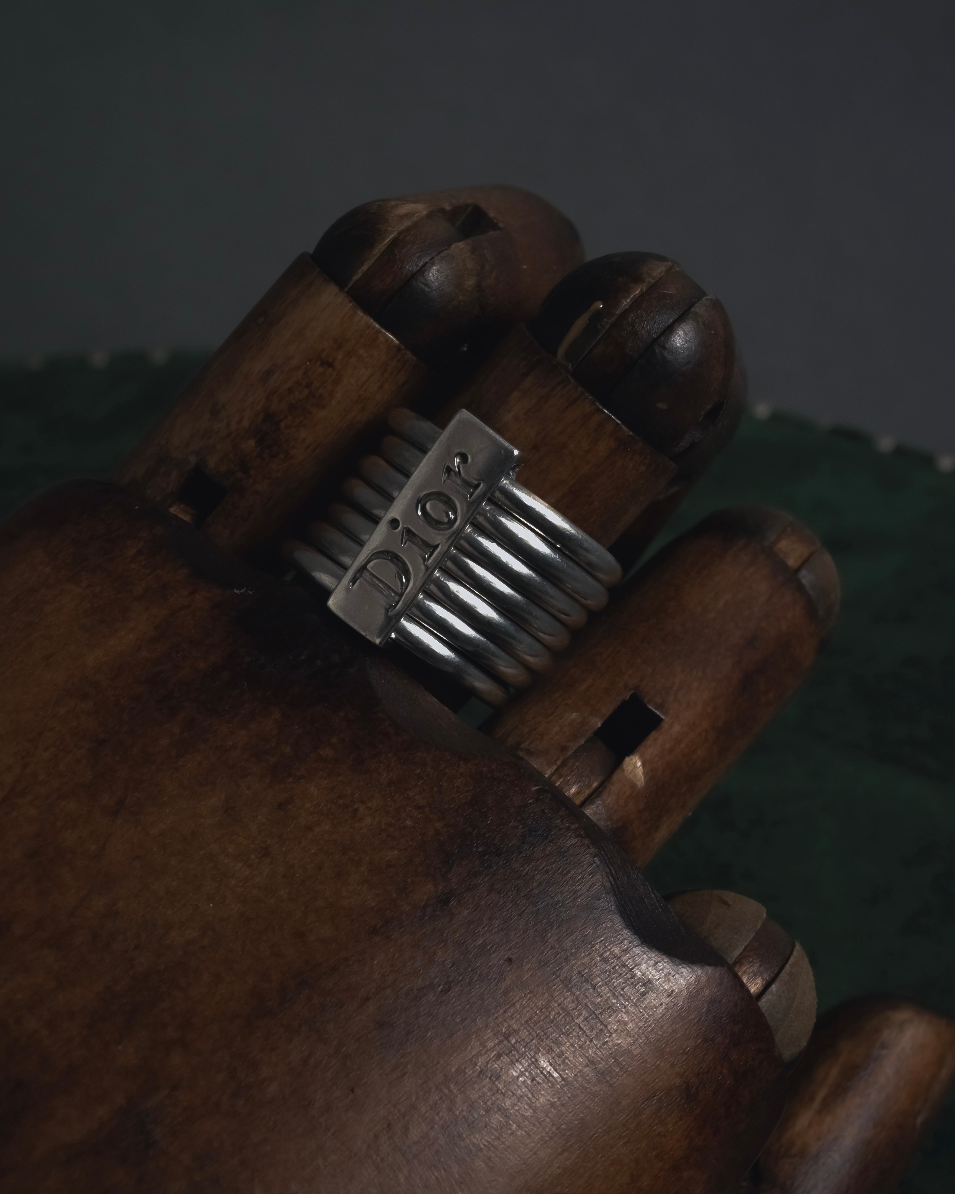 "Christian Dior" 00’s stacked wire silver 925 logo plate ring