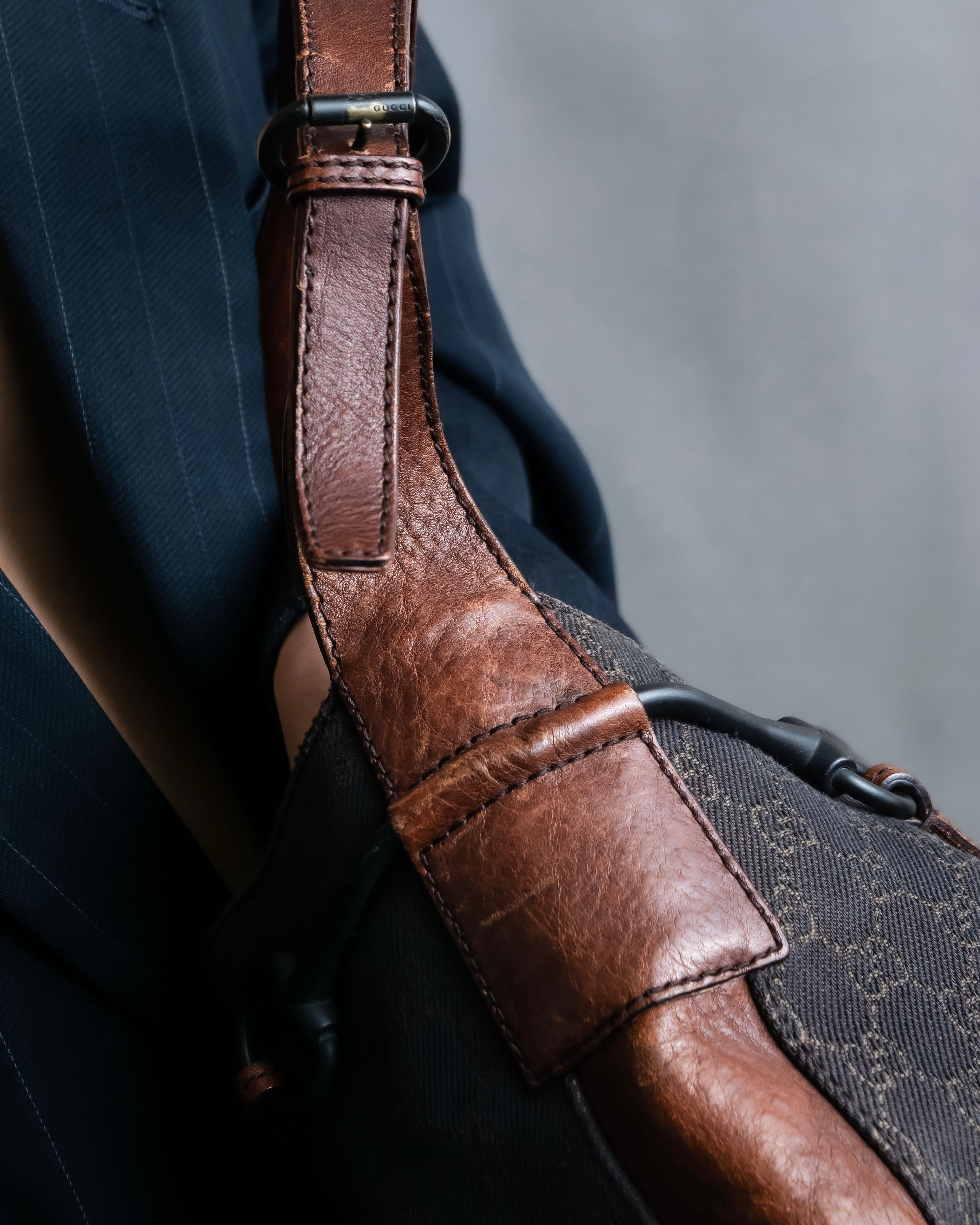 "GUCCI" GG canvas horsebit detail shoulder bag