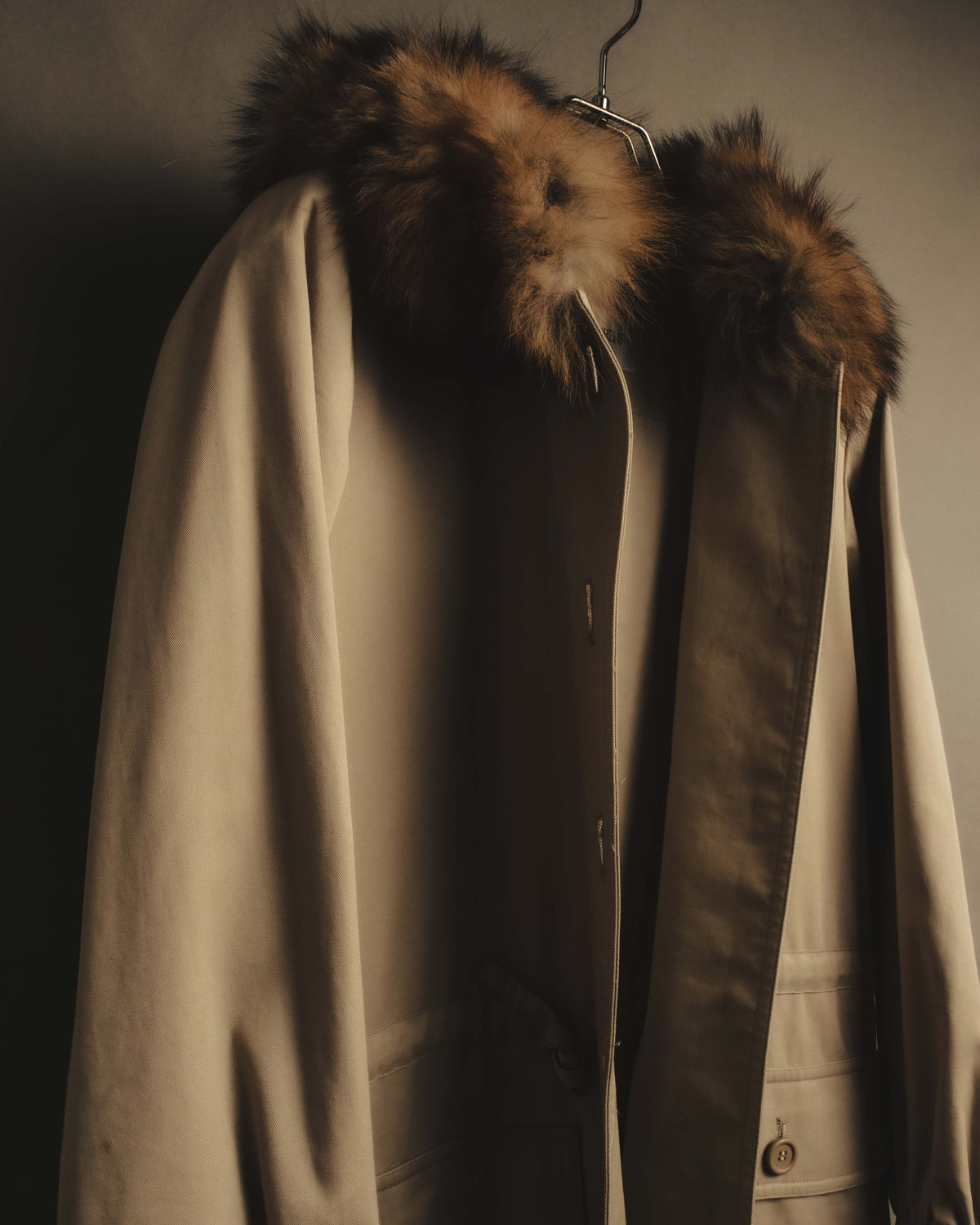 "Yves Saint Laurent" Vintage fox fur trimmed hooded long coat
