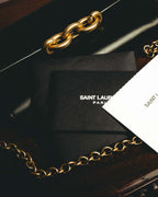 -SPECIAL- “Saint Laurent” 20’s Le Maillon smooth leather chain wallet