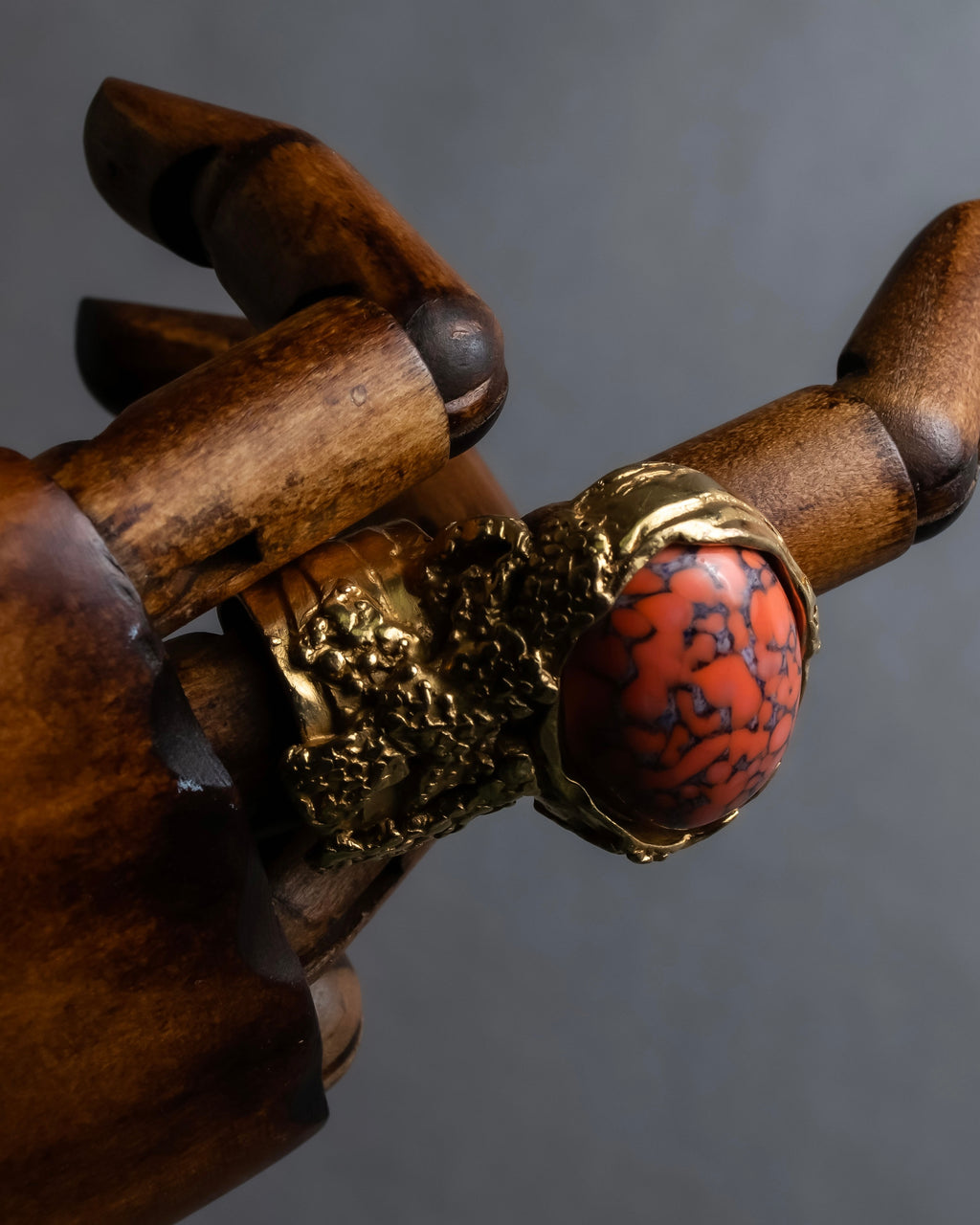 "YVES SAINT LAURENT" Treasure box style turquoise artillery ring