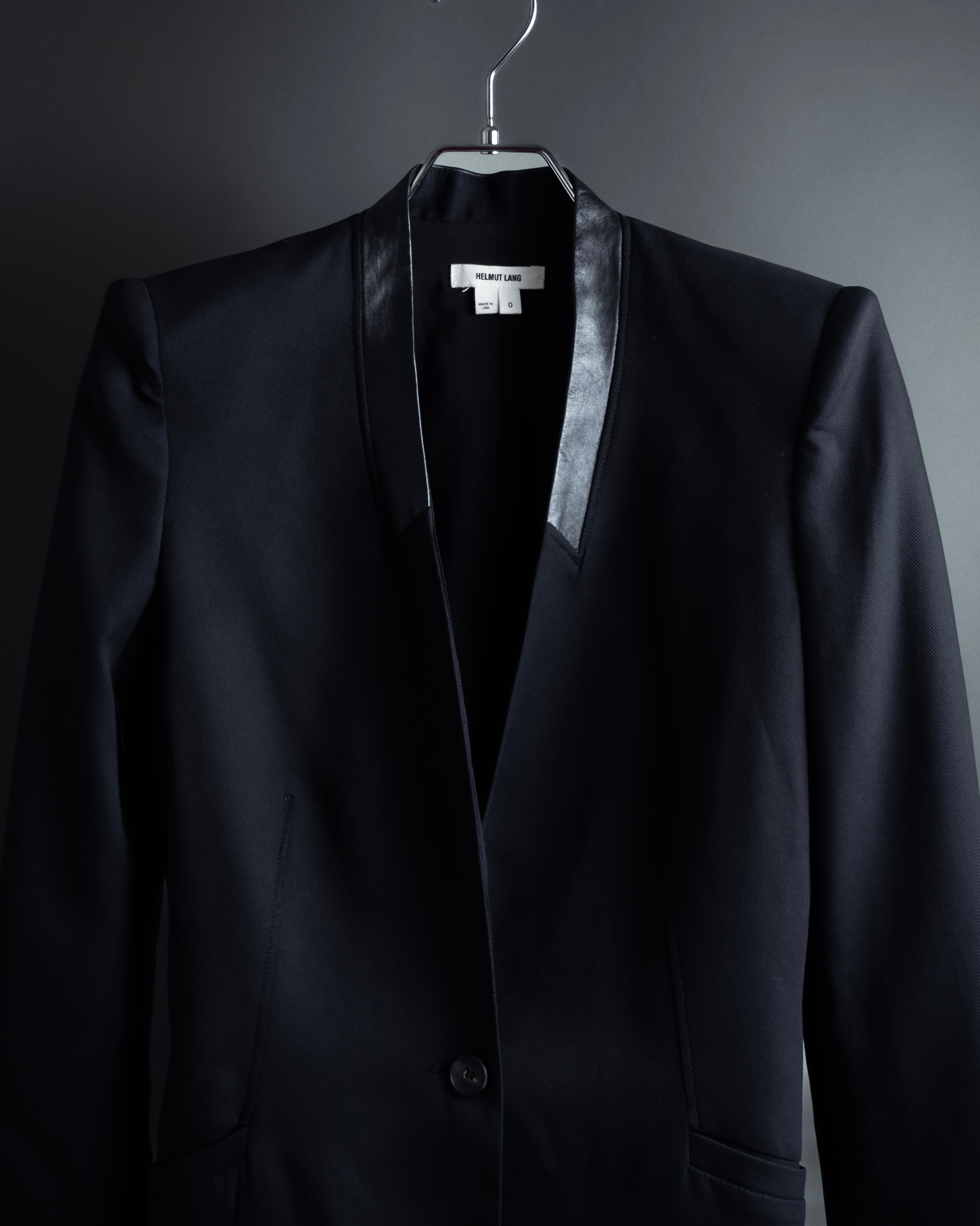 "HELMUT LANG" Leather lapel design, glossy jacket