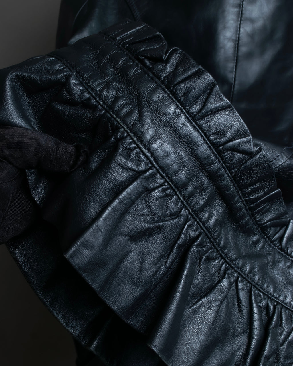 "RED VALENTINO" Gather design lamb leather jacket