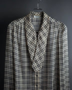 "Saint Laurent" Lame check pattern bow tie shirt