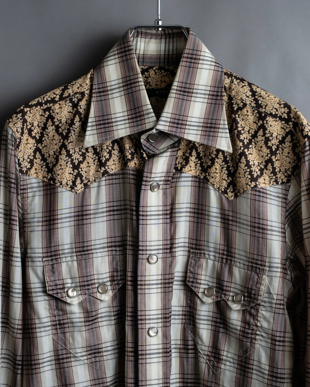 "GUCCI" Floral and checkered western shirt