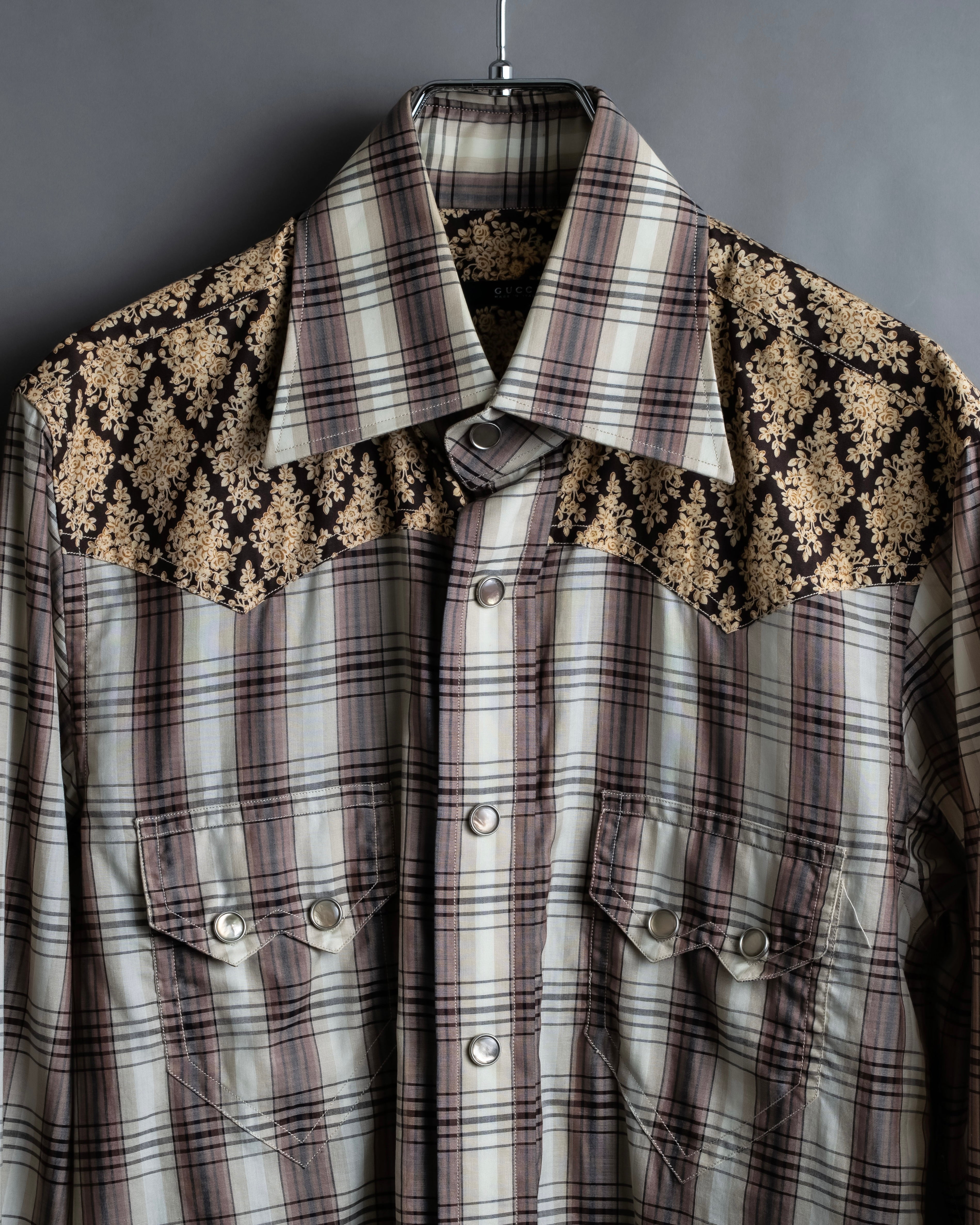 "GUCCI" Floral and checkered western shirt