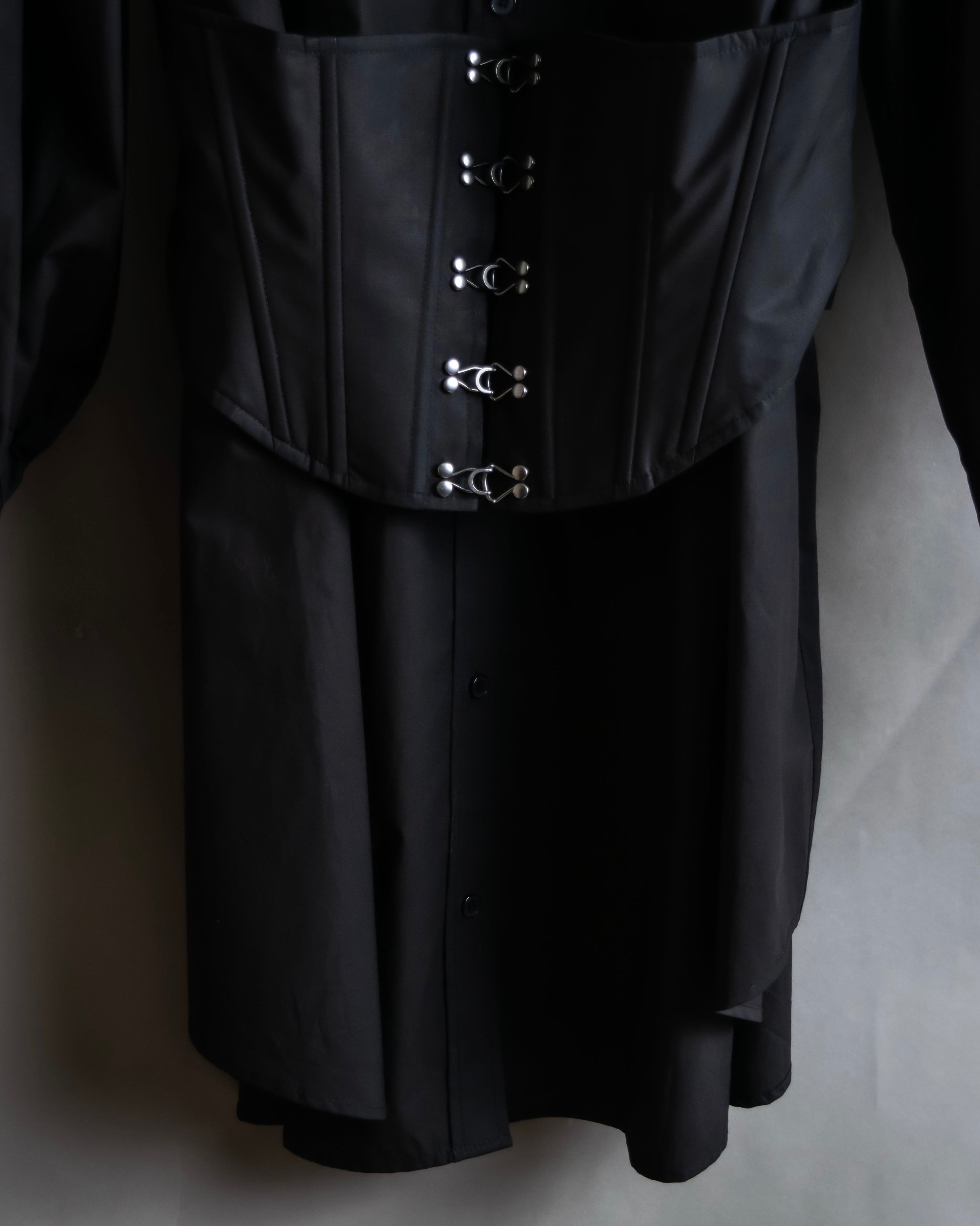 "KIMHĒKIM" Bondage corset belt design shirt dress