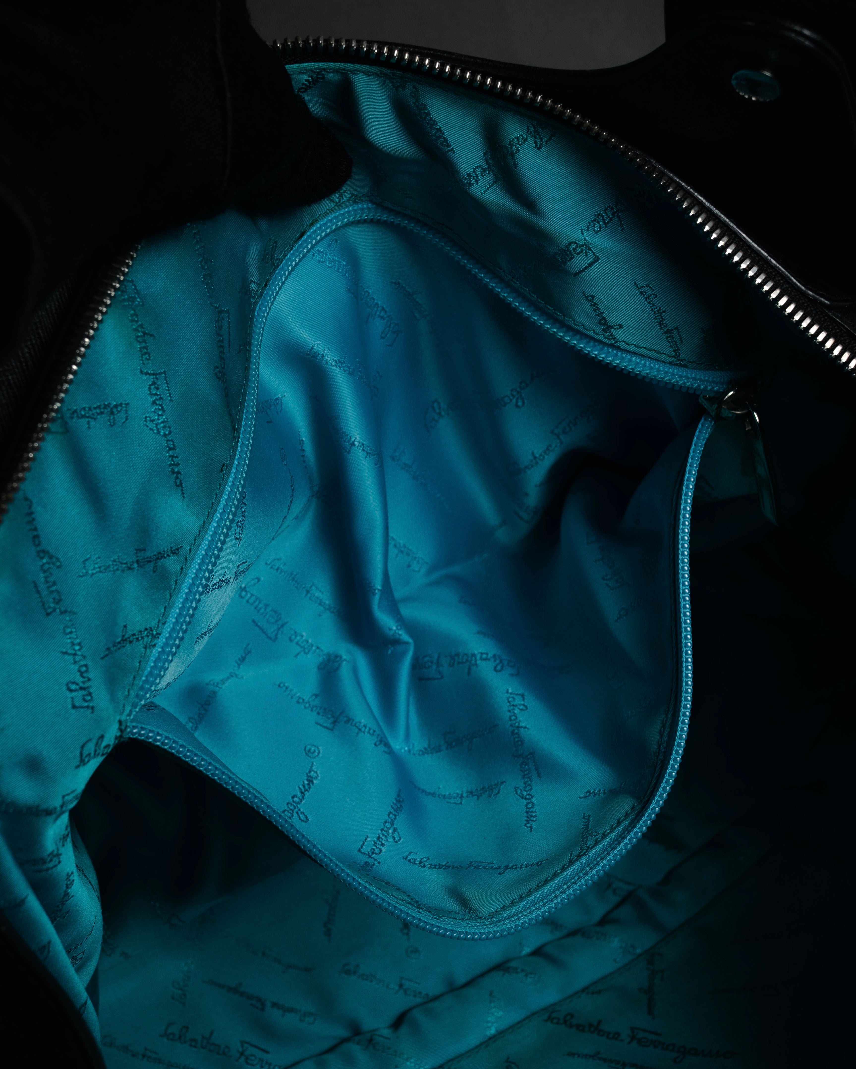 “Salvatore Ferragamo” 90’s-00’s wicker gancini leather handbag