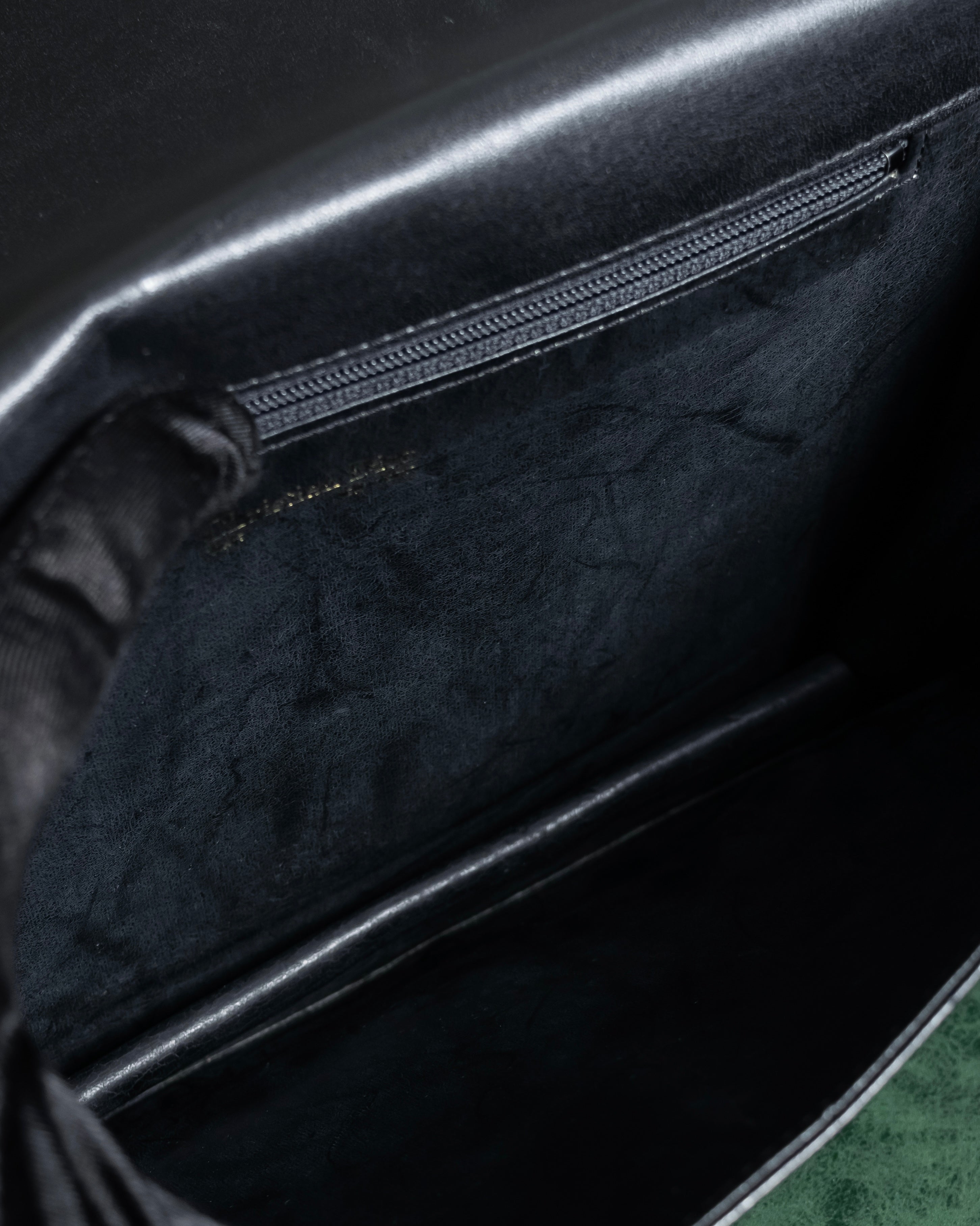 "Christian Dior" 70's-80's Radial drape design gold chain leather shoulder bag