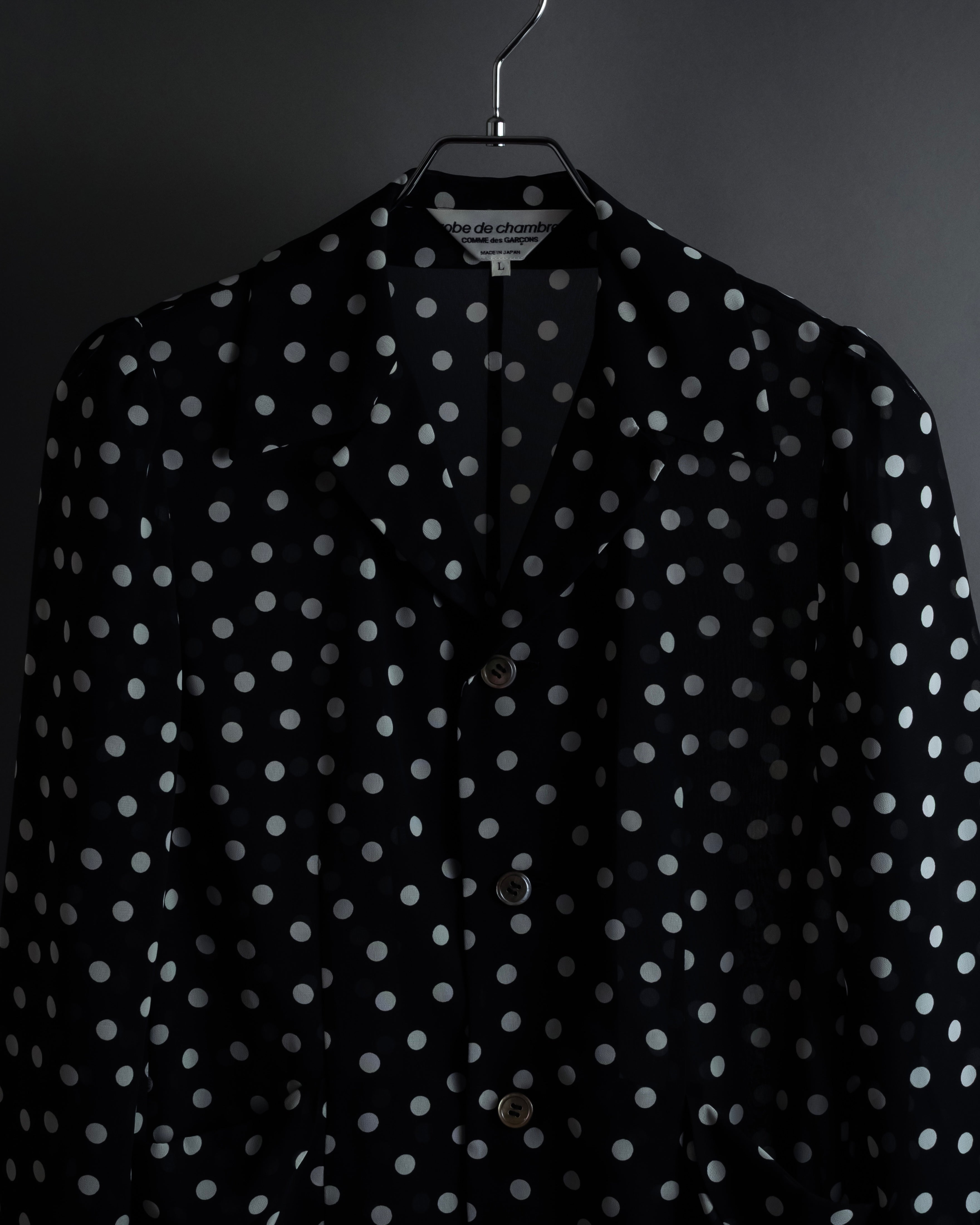 "robe de chambre COMME des GARCONS" 2002SS White dot pattern open collar shirt